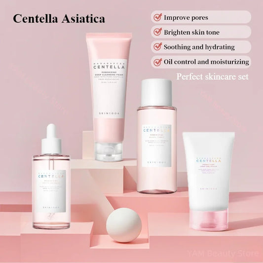 Ensemble complet des Soins de visage Coréen au sel rose.