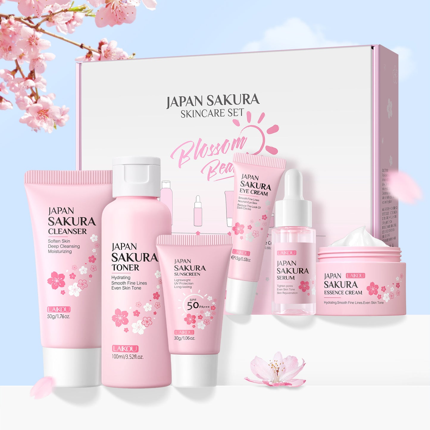 Le Nouveau Sakura Ensemble de soins de la peau aux fleurs de cerisier